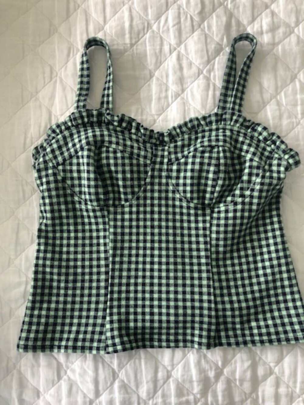 Anthropologie Eva Franco Gingham Sweetheart Top Size XS